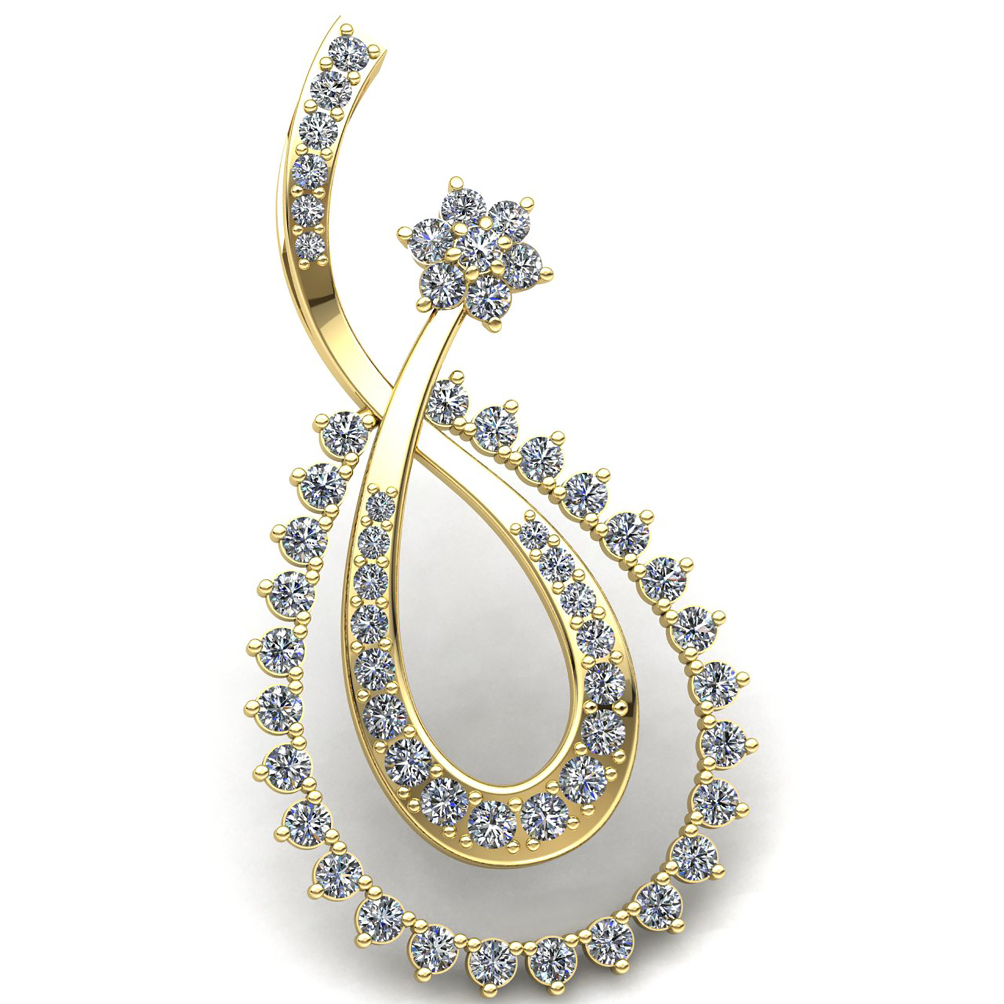 Jewel We Sell Genuine 0.75ct Round Cut Diamond Ladies Twisted Spiral Fancy Pendant Solid 10K Yellow Gold H SI2