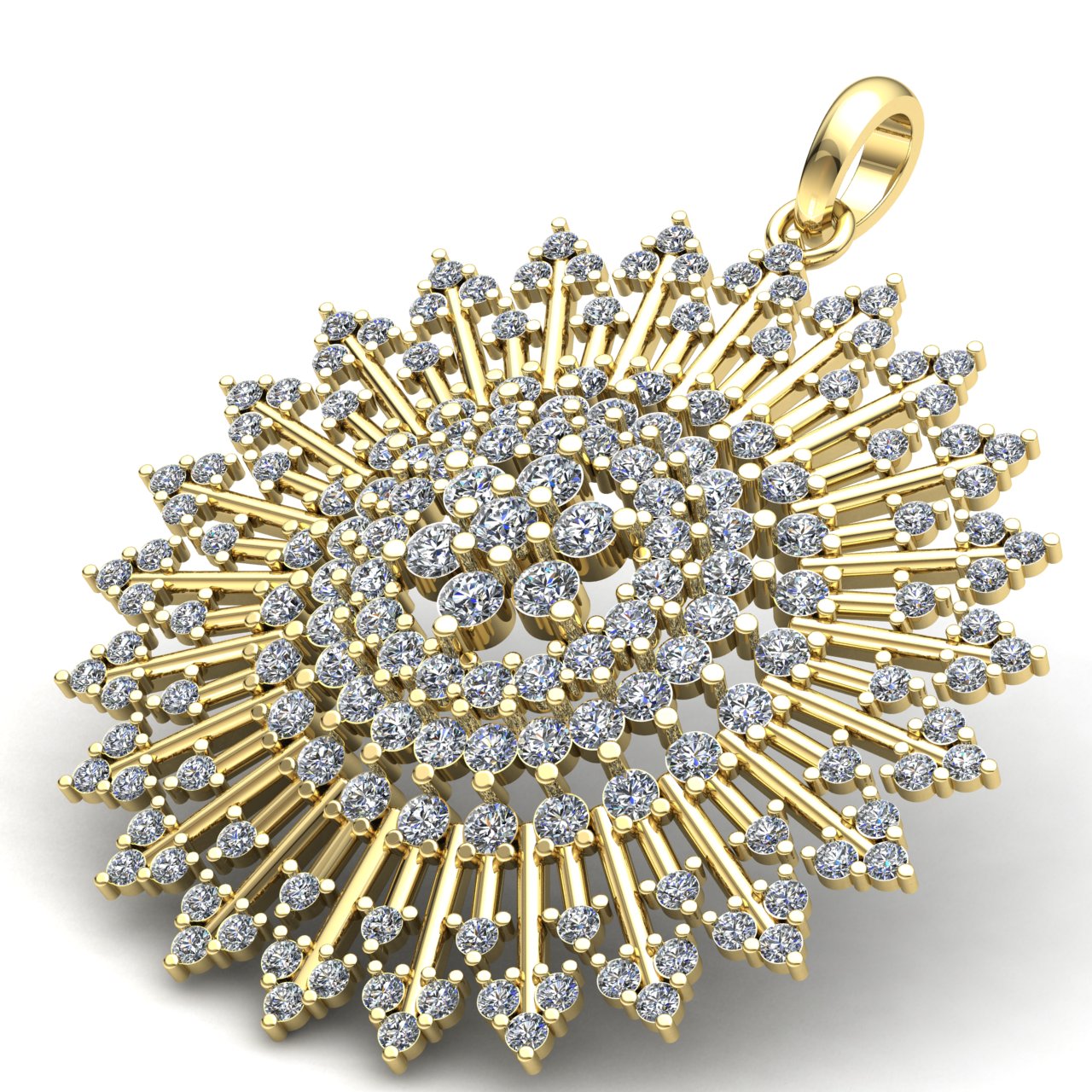 Jewel We Sell 8ctw Round Cut Diamond Ladies Fancy Halo Circle Pendant Solid 14K Yellow Gold GH SI2