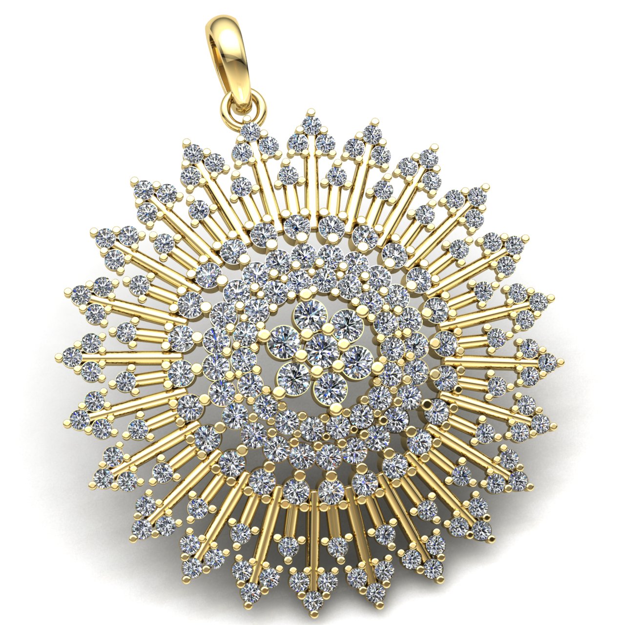 Jewel We Sell 8ctw Round Cut Diamond Ladies Fancy Halo Circle Pendant Solid 14K Yellow Gold GH SI2