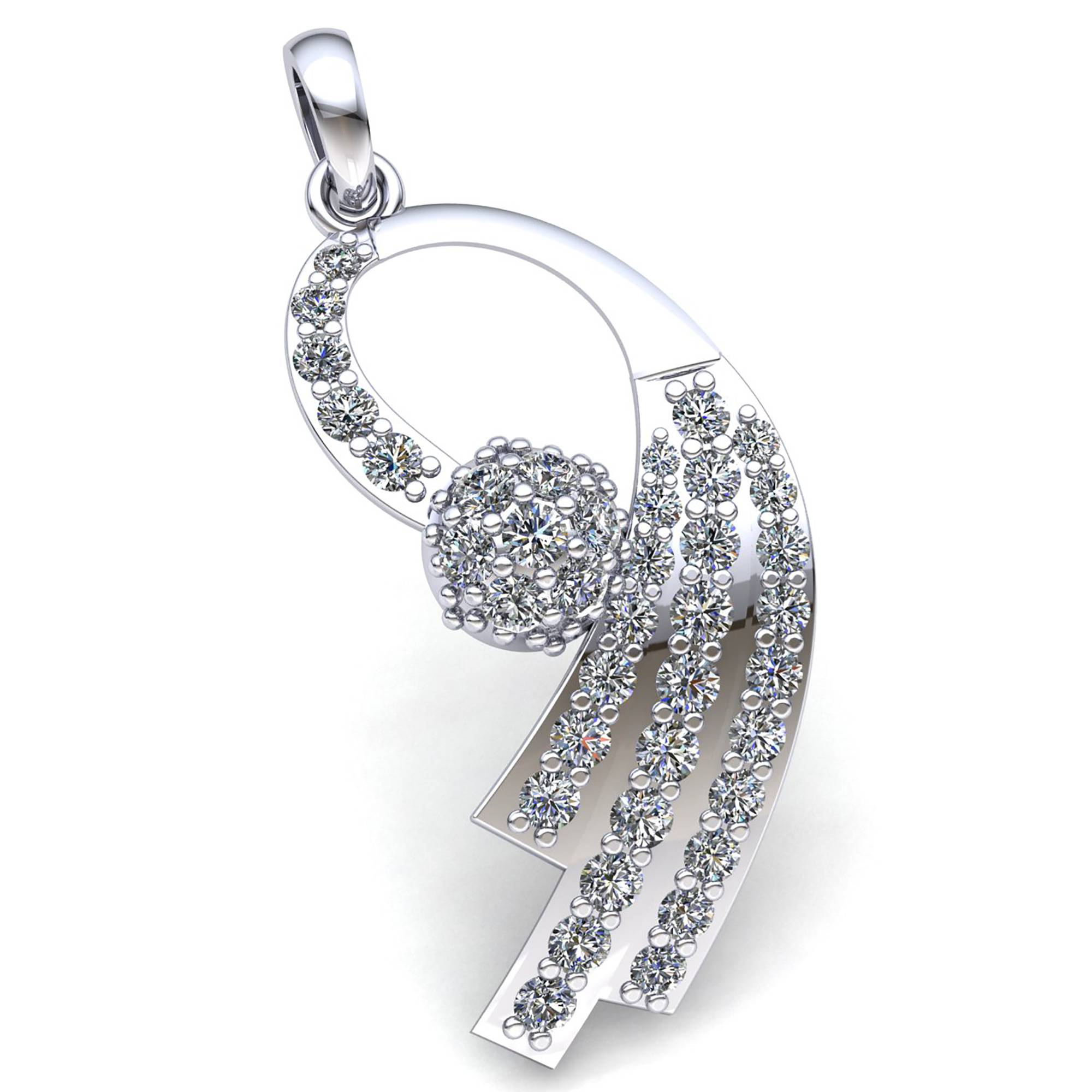Jewel We Sell 1.5carat Round Cut Diamond Ladies Twisted For Her Fancy Pendant Solid 18K White Gold H SI2
