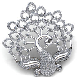 Jewel We Sell Genuine 7ct Round Cut Diamond Ladies Charm Peacock Pendant Solid 10K White Gold JK I1