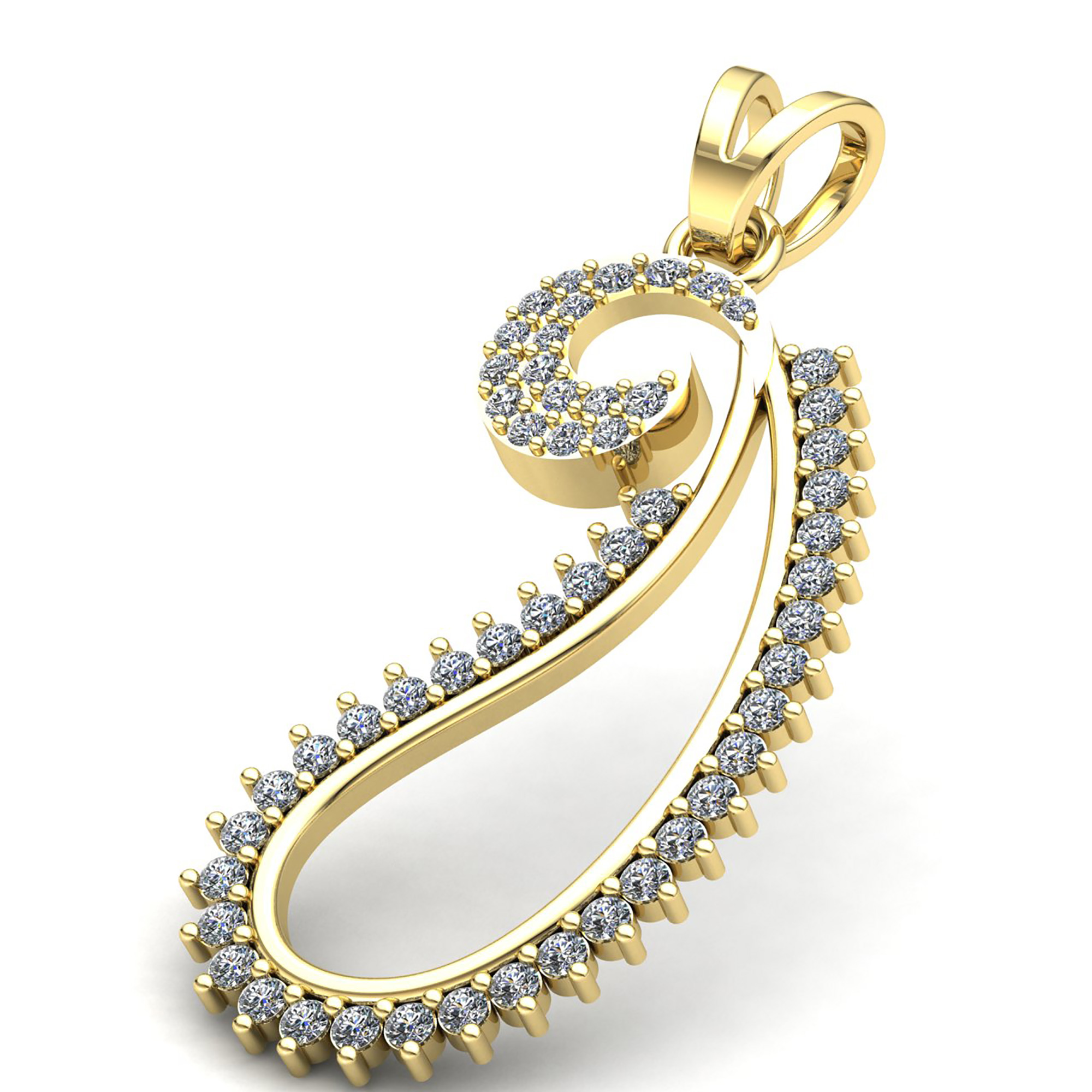 Jewel We Sell 1carat Round Cut Diamond Ladies Accent Pave Fancy Pendant Solid 10K Yellow Gold GH SI1