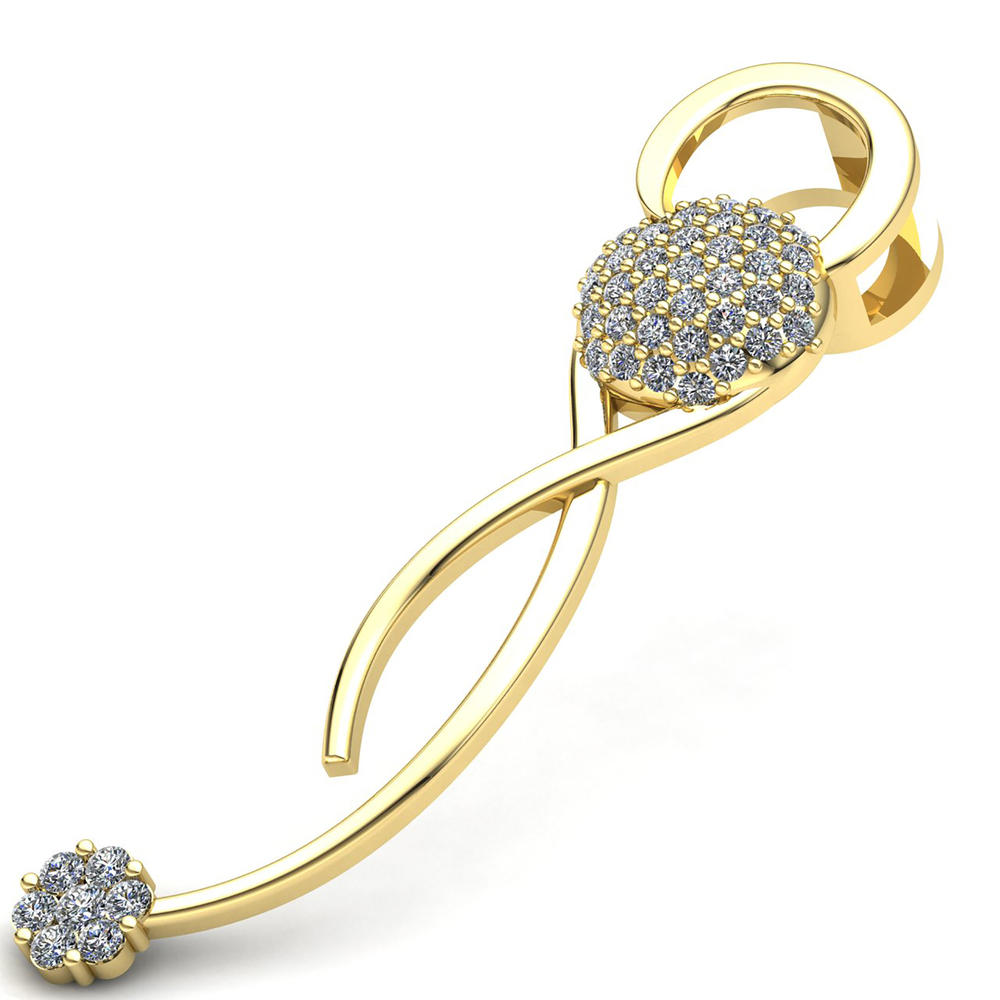 Jewel We Sell Genuine 0.33ctw Round Cut Diamond Ladies Cluster Infinity Pendant Solid 18K Yellow Gold FG VS2