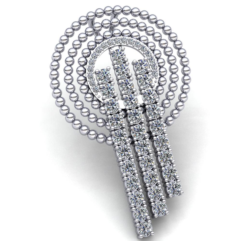 Jewel We Sell 1.5carat Round Cut Diamond Ladies Circle Bar Fancy Pendant Solid 18K White Gold FG VS2
