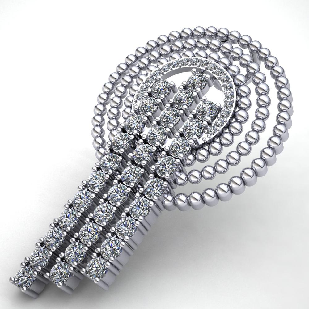 Jewel We Sell 1.5carat Round Cut Diamond Ladies Circle Bar Fancy Pendant Solid 18K White Gold FG VS2