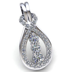 Jewel We Sell Genuine 3ct Round Cut Diamond Ladies 3Stone Bypass Fancy Pendant Solid 14K White Gold GH SI2
