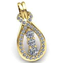 Jewel We Sell Genuine 3ct Round Cut Diamond Ladies 3Stone Bypass Fancy Pendant Solid 14K Yellow Gold GH SI2