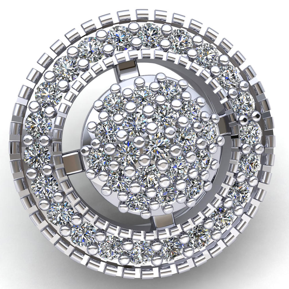 Jewel We Sell Real 0.2carat Round Cut Diamond Ladies Circle Cluster Halo Pendant Solid 10K White Gold JK I1