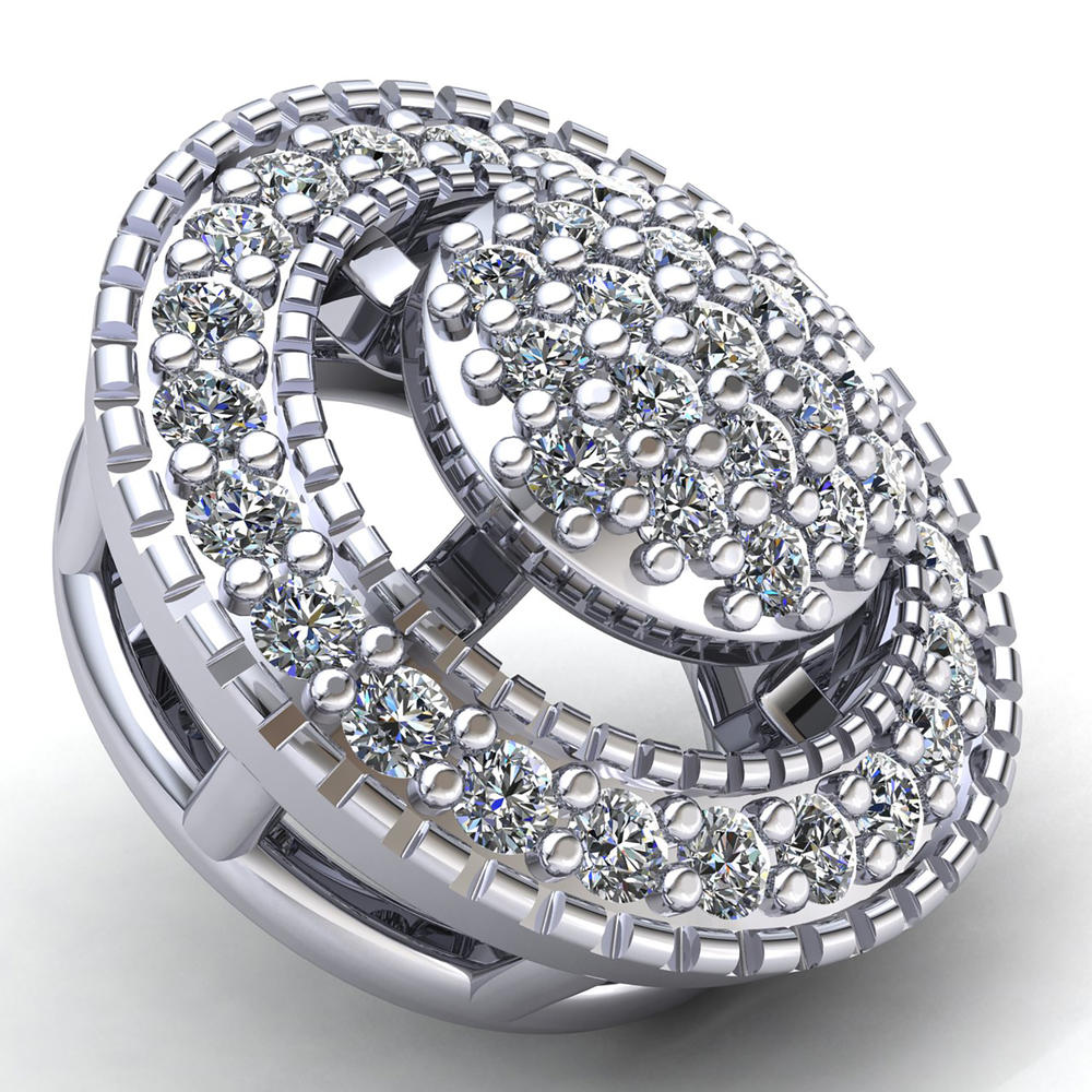 Jewel We Sell Real 0.2carat Round Cut Diamond Ladies Circle Cluster Halo Pendant Solid 10K White Gold JK I1