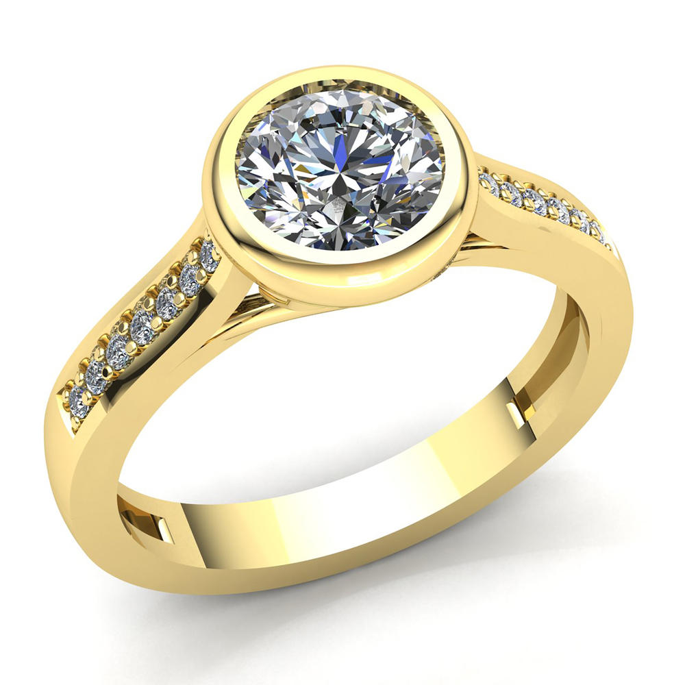Jewel We Sell Genuine 2ct Round Cut Diamond Ladies Solitaire Anniversary Engagement Ring 18K White, Yellow, or Rose Gold FG VS2