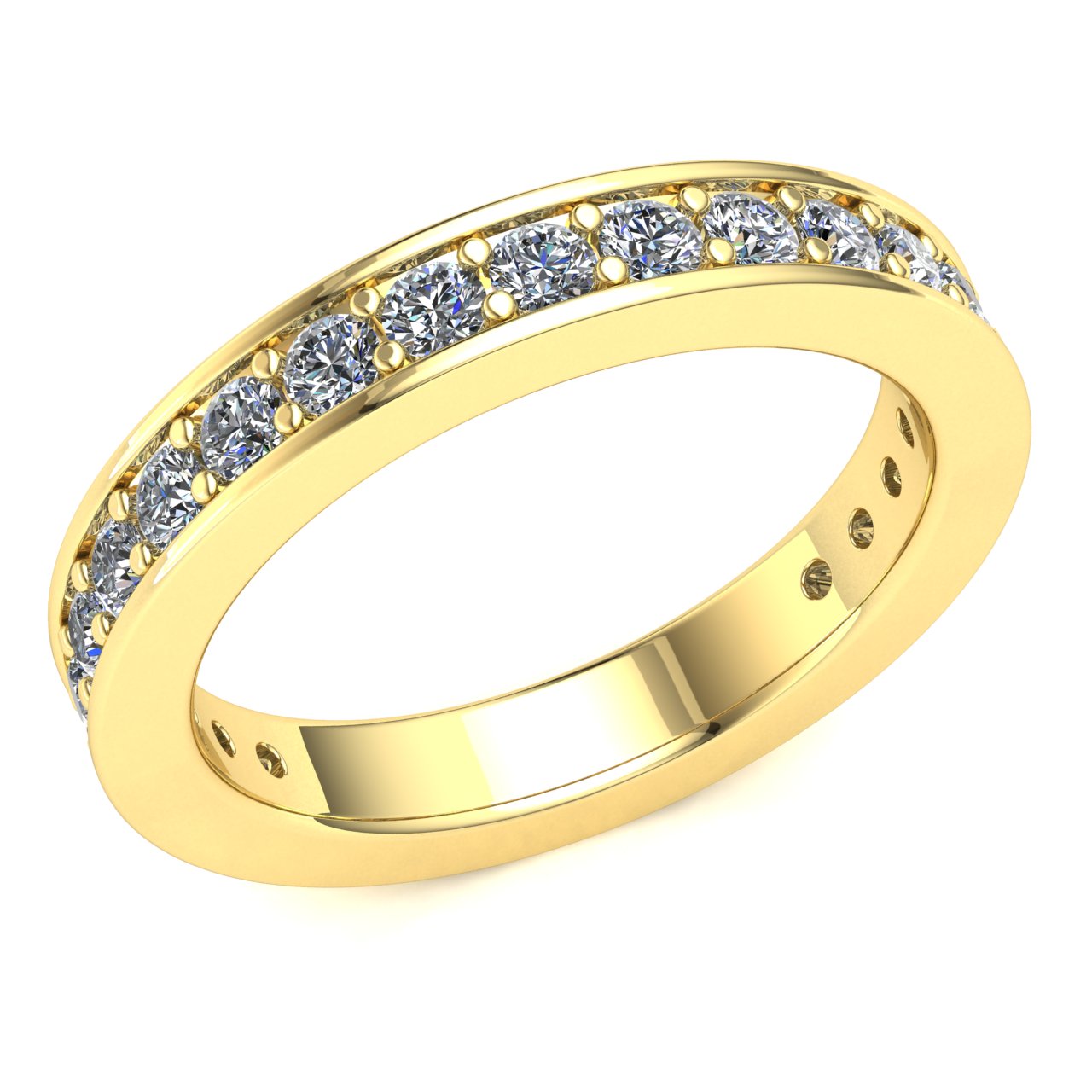 Jewel We Sell 1.05ctw Round Brilliant Cut Diamond Ladies  Classic Eternity Band With Sizing Bar Ring 10k White, Yellow or Rose Gold JK I1