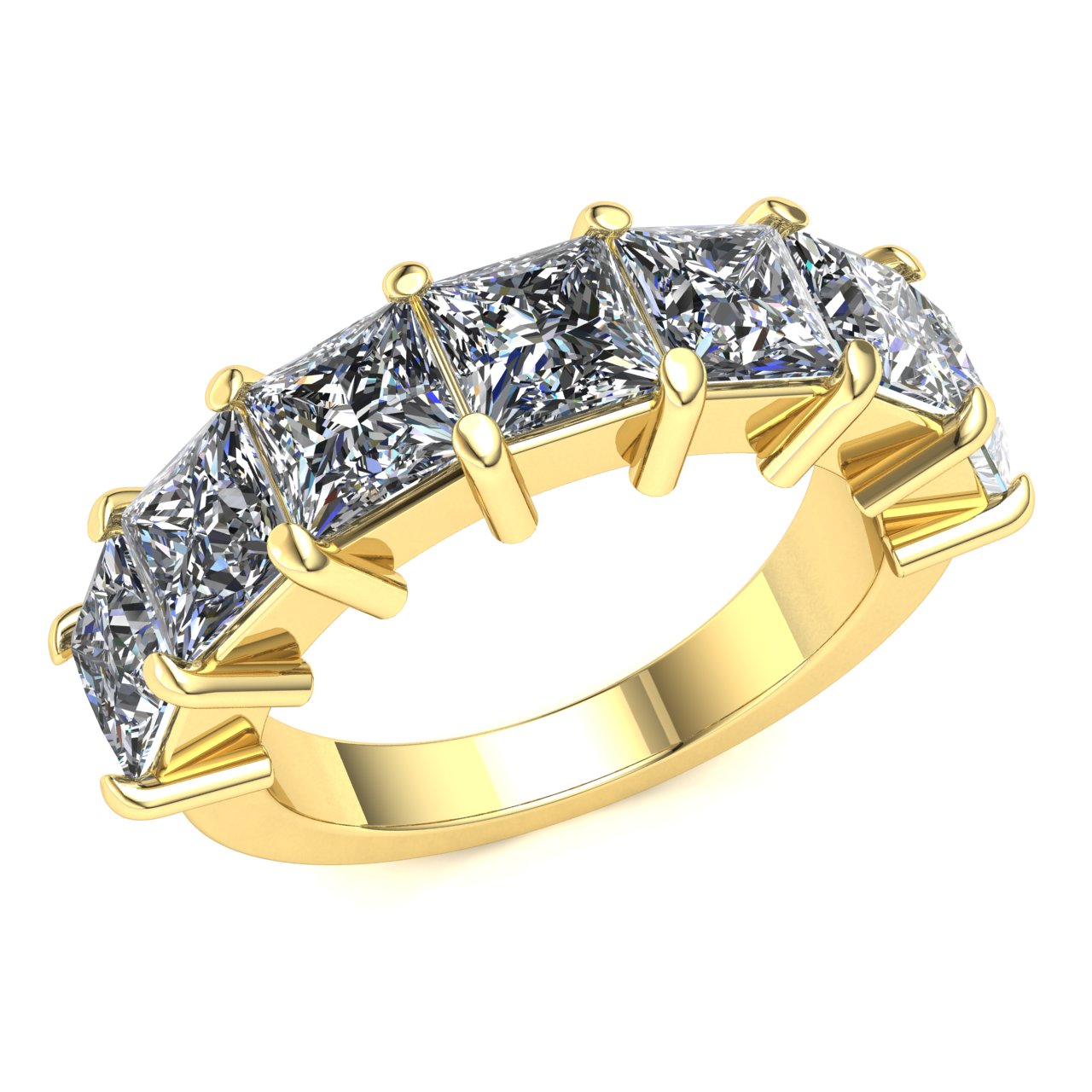 Jewel We Sell Natural 3.6carat Princess Cut Diamond Ladies Prong Set Half  Eternity Band Ring Solid 14k White, Yellow or Rose Gold GH SI1