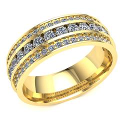 Jewel We Sell Natural 1.05carat Round Cut Diamond Ladies Bridal Unique 3Row Half Eternity Band Ring Solid 10k White, Yellow or Rose Gold JK I1