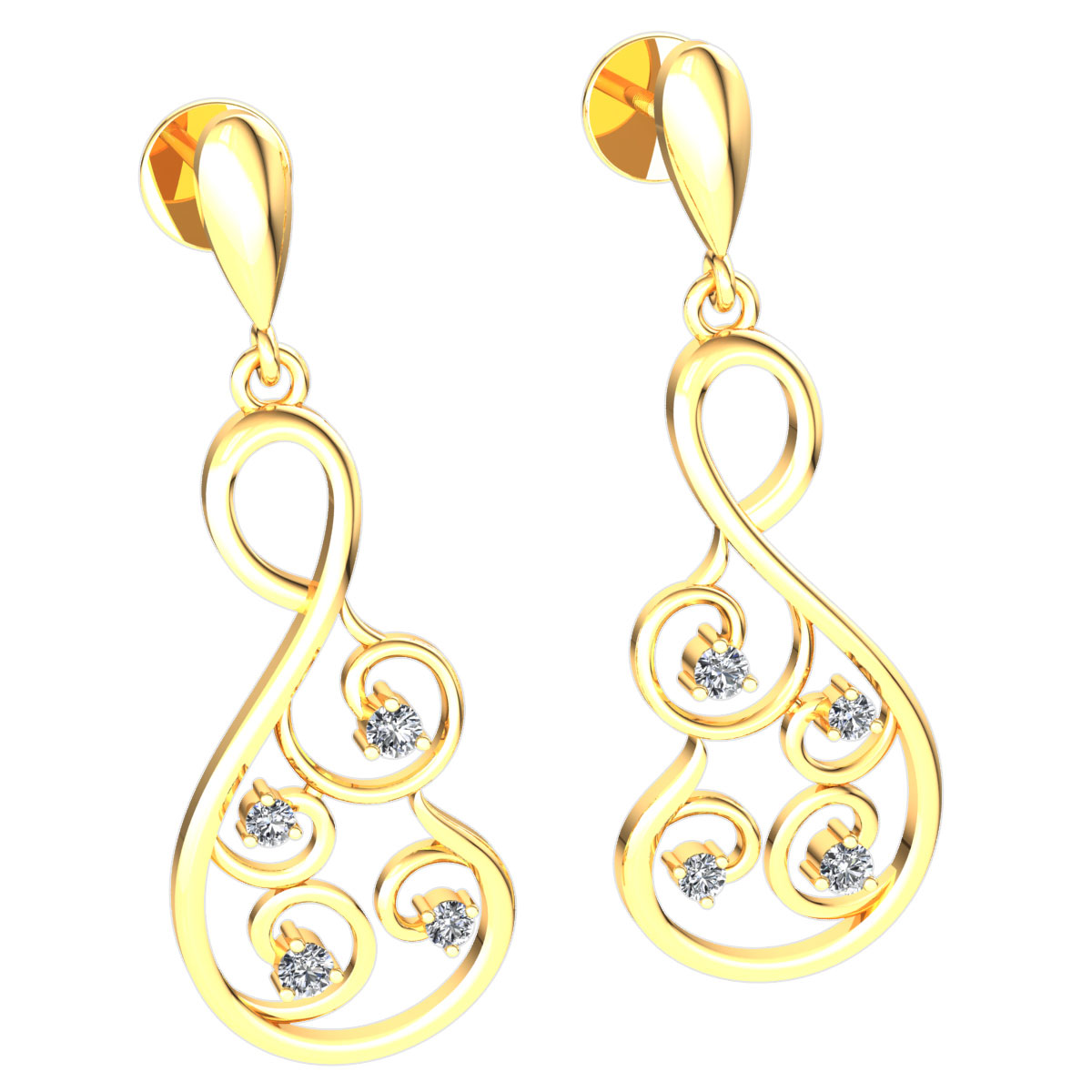 Jewel We Sell Genuine 0.1ctw Round Cut Diamond Ladies Infinity Designer Earrings Solid 14K White, Yellow or Rose Gold GH I1