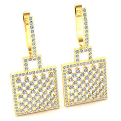 Jewel We Sell Natural 2.5ct Round Cut Diamond Ladies Checkered Square Earrings Solid 18K White, Yellow or Rose Gold F VS1