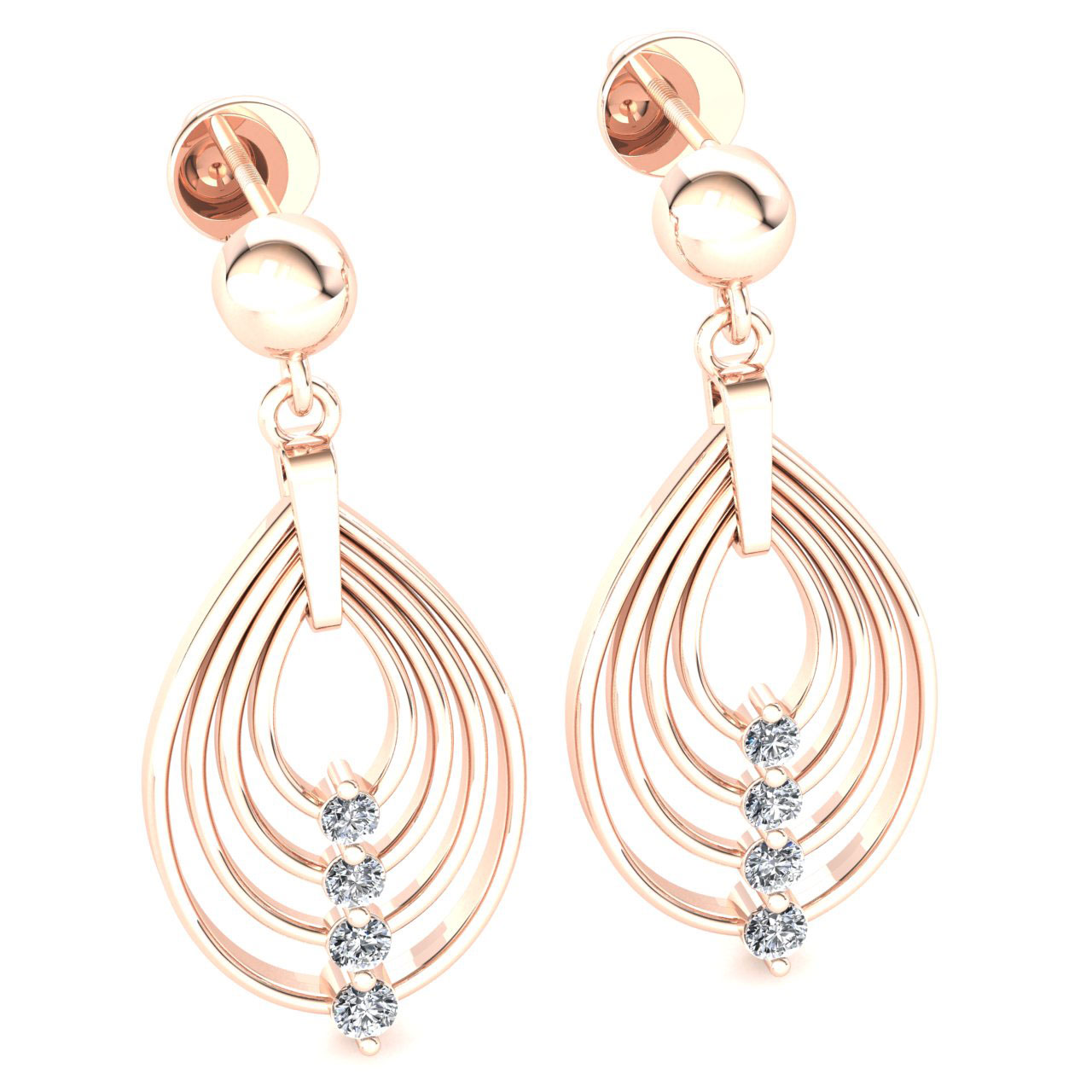 Jewel We Sell Natural 0.45ctw Round Cut Diamond Ladies Dangle Teardrop Earrings Solid 10K White, Yellow or Rose Gold J SI2