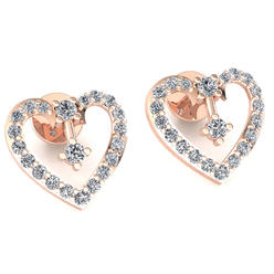 Jewel We Sell Genuine 0.4ctw Round Cut Diamond Ladies Casual Heart Earrings Solid 18K White, Yellow or Rose Gold H SI2