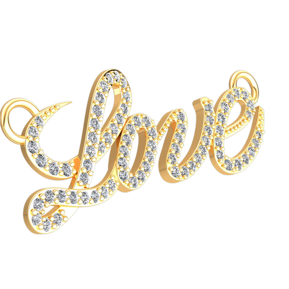 Jewel We Sell 0.4ctw Round Brilliant Cut Diamond Ladies Love Customized Pendant 18k White, Yellow or Rose Gold H SI2