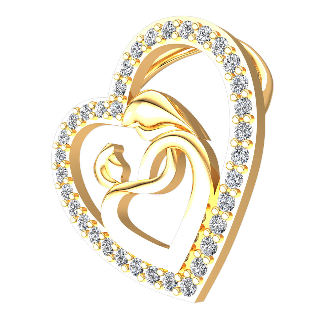 Jewel We Sell 0.2ctw Round Cut Diamond Ladies Heart Mother's Day Pendant Solid 14k White, Yellow or Rose Gold GH I1