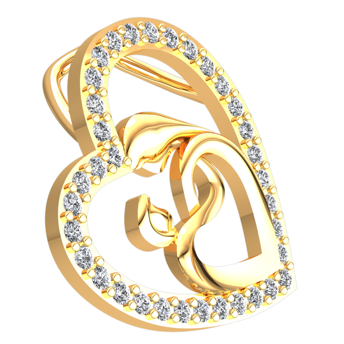 Jewel We Sell 0.2ctw Round Cut Diamond Ladies Heart Mother's Day Pendant Solid 14k White, Yellow or Rose Gold GH I1