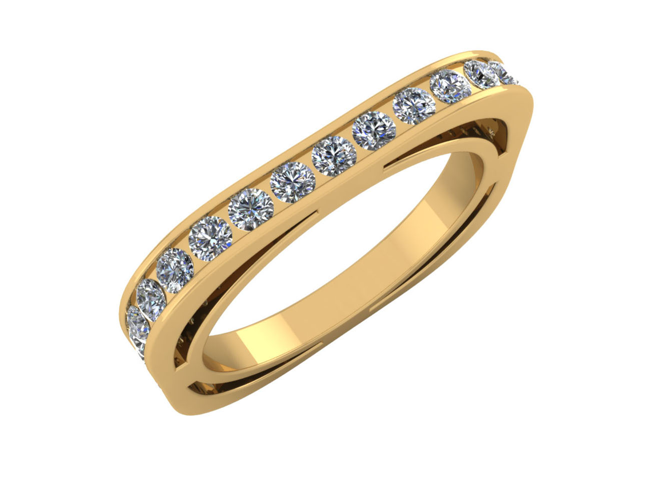 Jewel We Sell 2.00Ct Round Cut Diamond Euro Style Square Anniversary Wedding Eternity Band Ring 18k Gold G SI1
