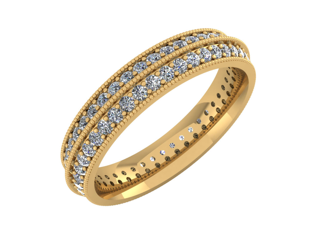 Jewel We Sell 2.00Ct Round Diamond 2Row Milgrain Ladies Anniversary Wedding Eternity Band Ring 14k Gold GH I1