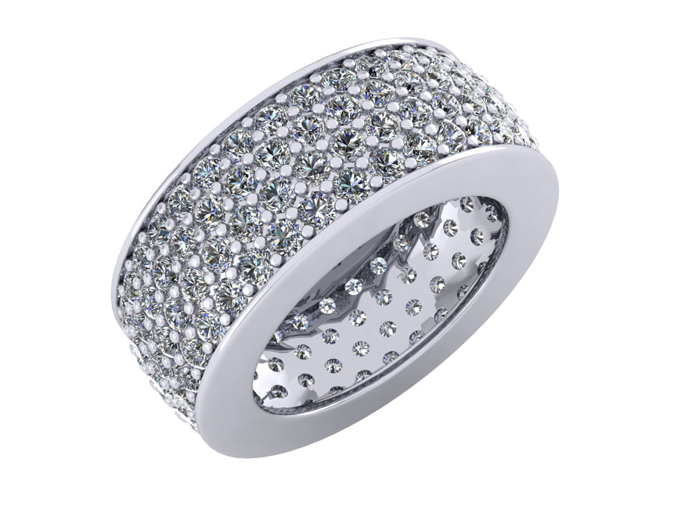 Jewel We Sell Natural 5CT Round Cut Diamond 4-Row Anniversary Wedding Eternity Band Ring 18k Gold IJ SI2