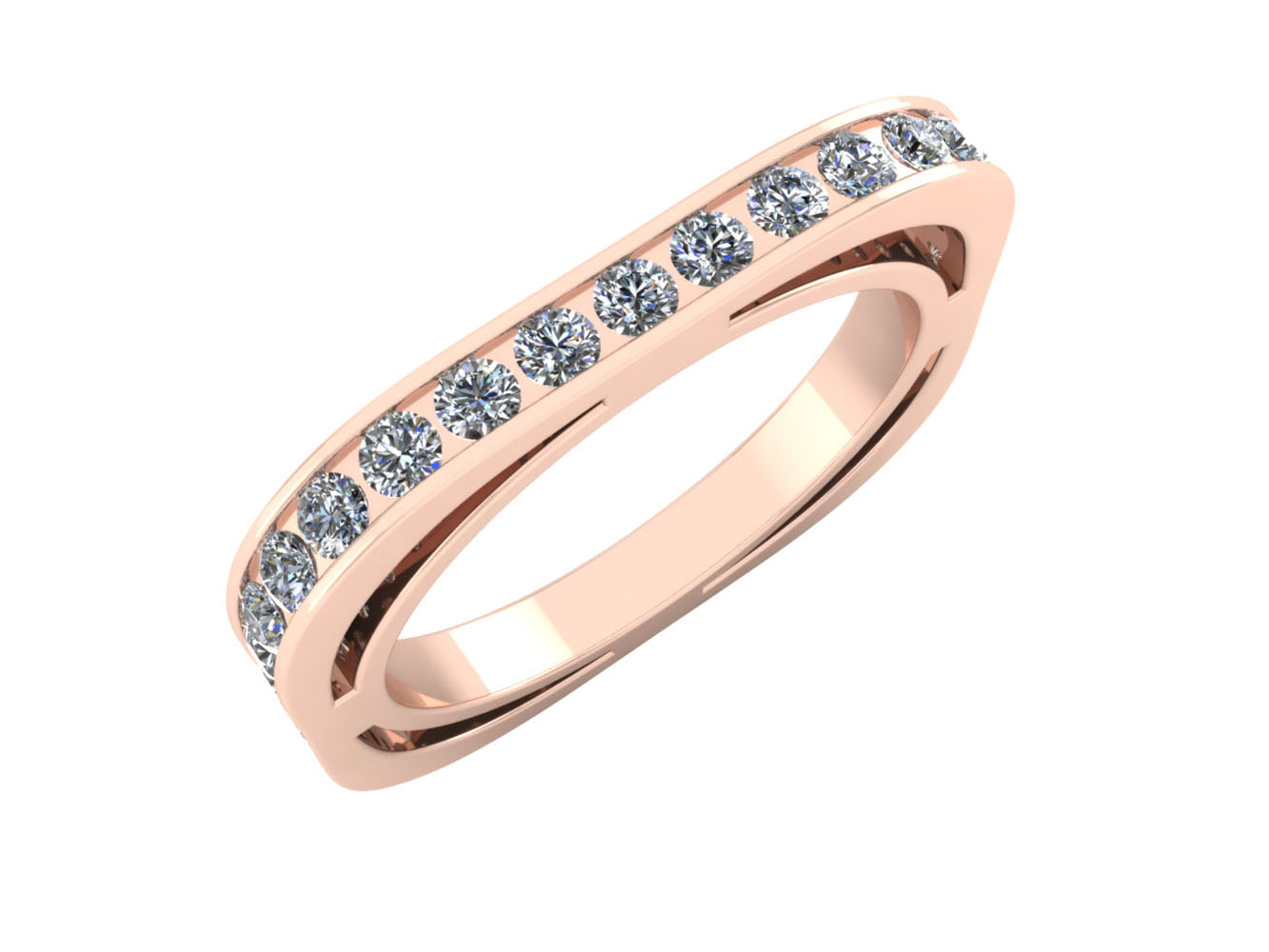 Jewel We Sell 2Ct Round Diamond Ladies Euro Style Square Anniversary Wedding Eternity Band Ring 18k Gold IJ SI2