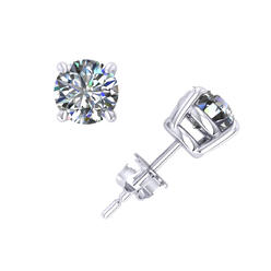 Jewel We Sell 1.00Ct Round Diamond Basket Stud Earrings 10k White or Yellow Gold Prong Push Back I SI2