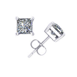 Jewel We Sell 1Ctw Princess Cut Diamond Stud Earrings 14k White or Yellow Gold 4Prong Setting New H SI2