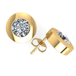 Jewel We Sell Natural 1Ct Round Cut Diamond Solitaire Stud Earrings 18k White or Yellow Gold Bezel G SI1