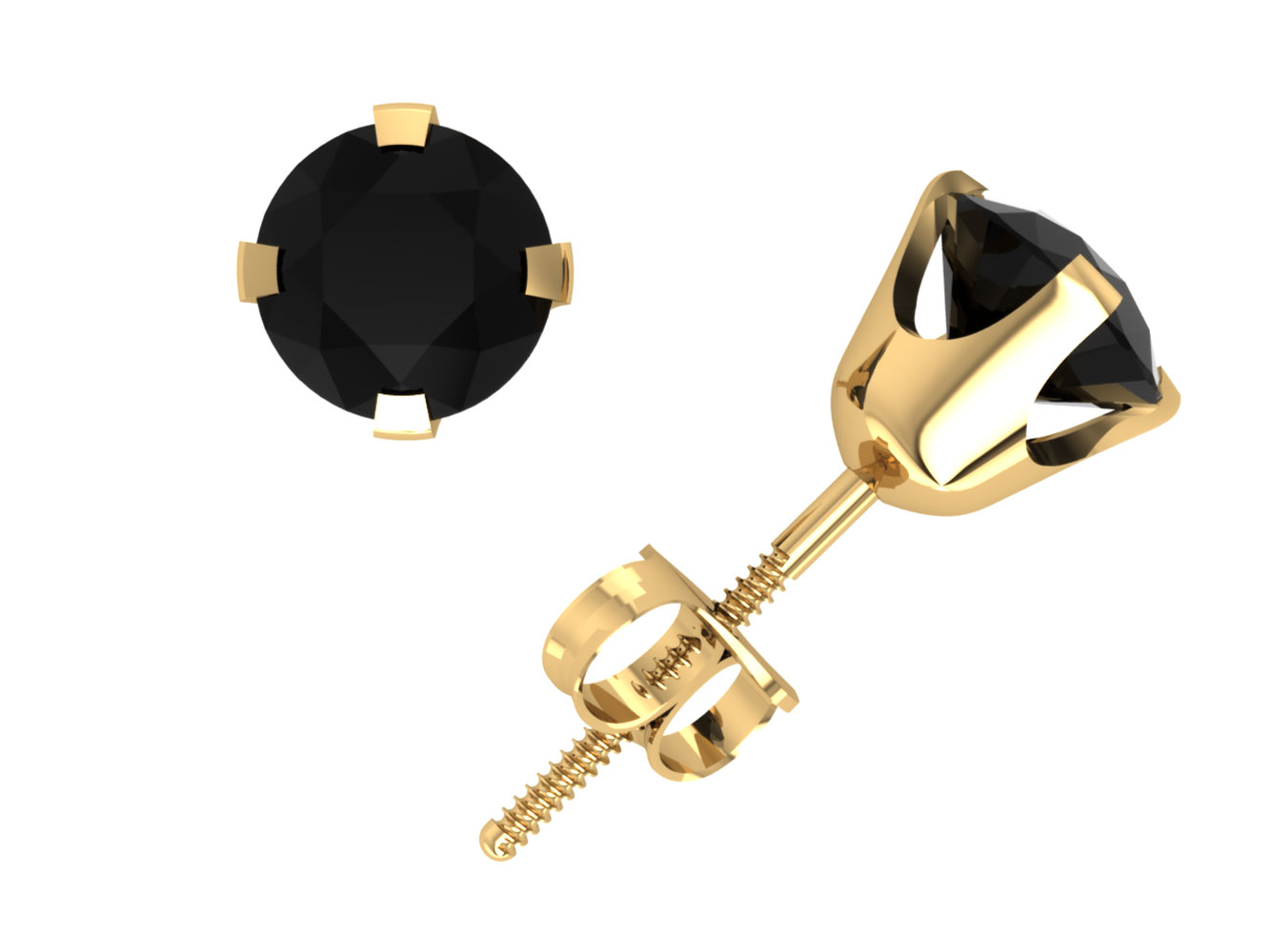 Jewel We 2ctw Round Cut Black Diamond Stud Earrings 14k White Jewel We 2ctw Round Cut Black Diamond Stud Earrings 14k White Or Yellow Gold 4g Back A Quality