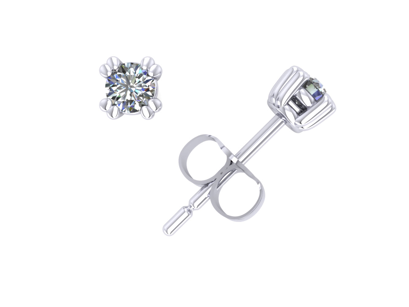Jewel We Sell 1/3Ct Round Cut Diamond Basket Stud Earrings 14k White or Yellow Gold Double Prong H SI2