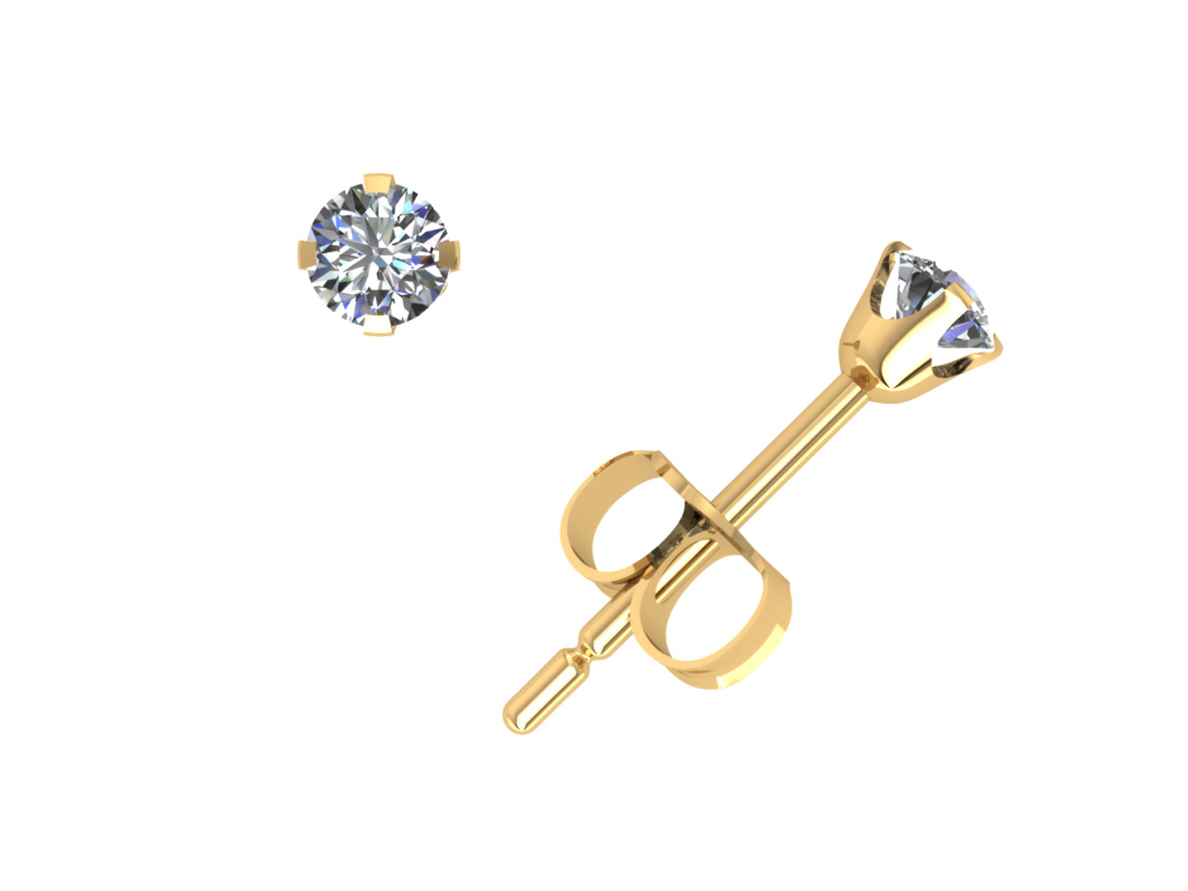 Jewel We Sell Genuine 0.10Ct Round Cut Diamond Stud Earrings 18Karat White or Yellow Gold 4Prong E VS1