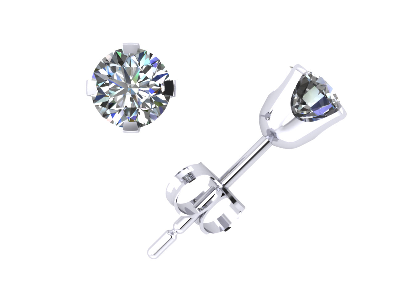 Jewel We Sell Genuine 2/5Ct Round Diamond Stud Earrings 10k White or Yellow Gold Prong Push Back H SI2