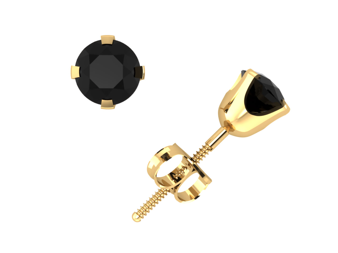 Jewel We Sell Natural 1/2Ct Round Cut Black Diamond Stud Earrings 14k White or Yellow Gold 4Prong Set I1