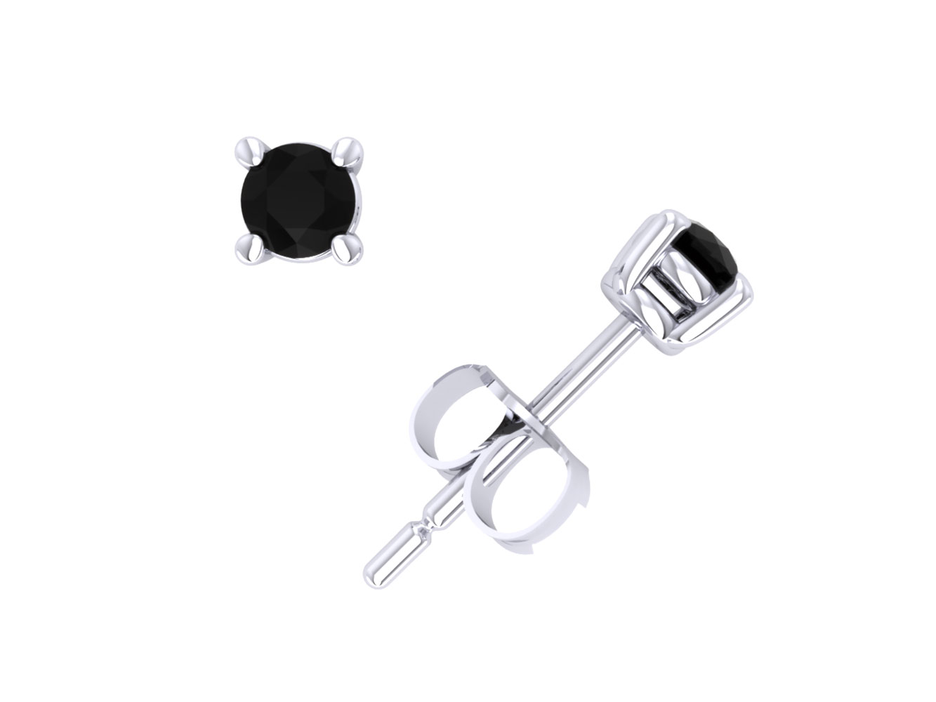Jewel We Sell 0.2Ct Round Black Diamond Basket Stud Earrings 14k White or Yellow Gold Prong Setting AA Quality