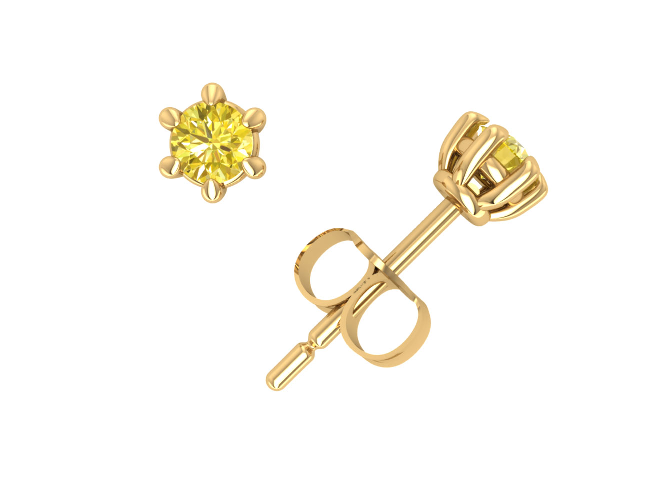 Jewel We Sell 0.20Ct Round Cut Yellow Diamond Basket Stud Earrings 14k White or Yellow Gold Prong Set I1