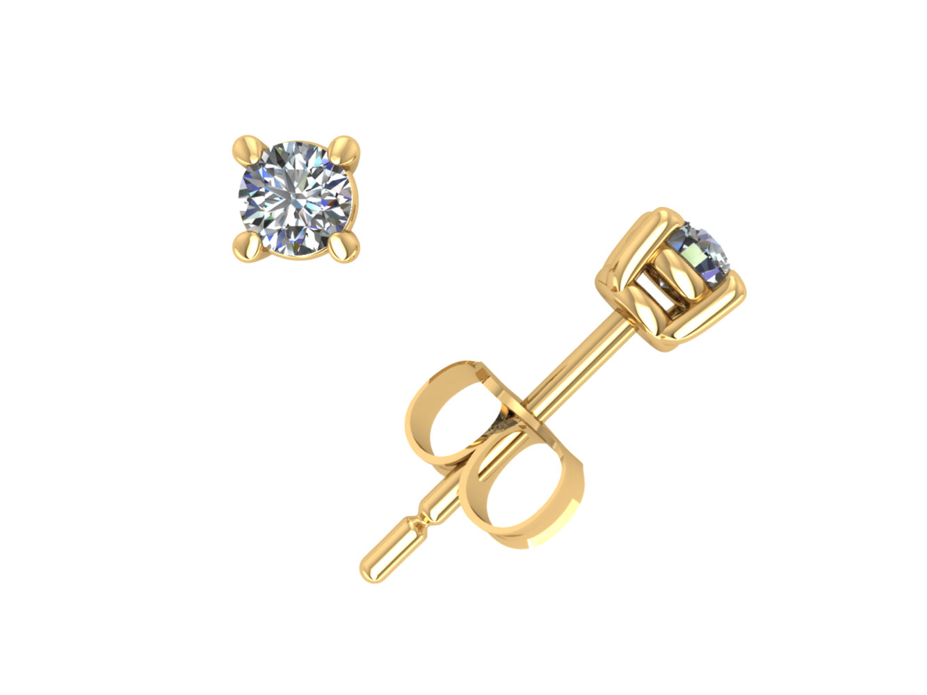 Jewel We Sell 1/4Carat Round Diamond Basket Solitaire Stud Earrings 18k White or Yellow Gold Prong G SI1