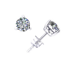Jewel We Sell 1.50Ct Round Diamond Basket Stud Earrings 18k White or Yellow Gold 3Prong Push Back F VS2