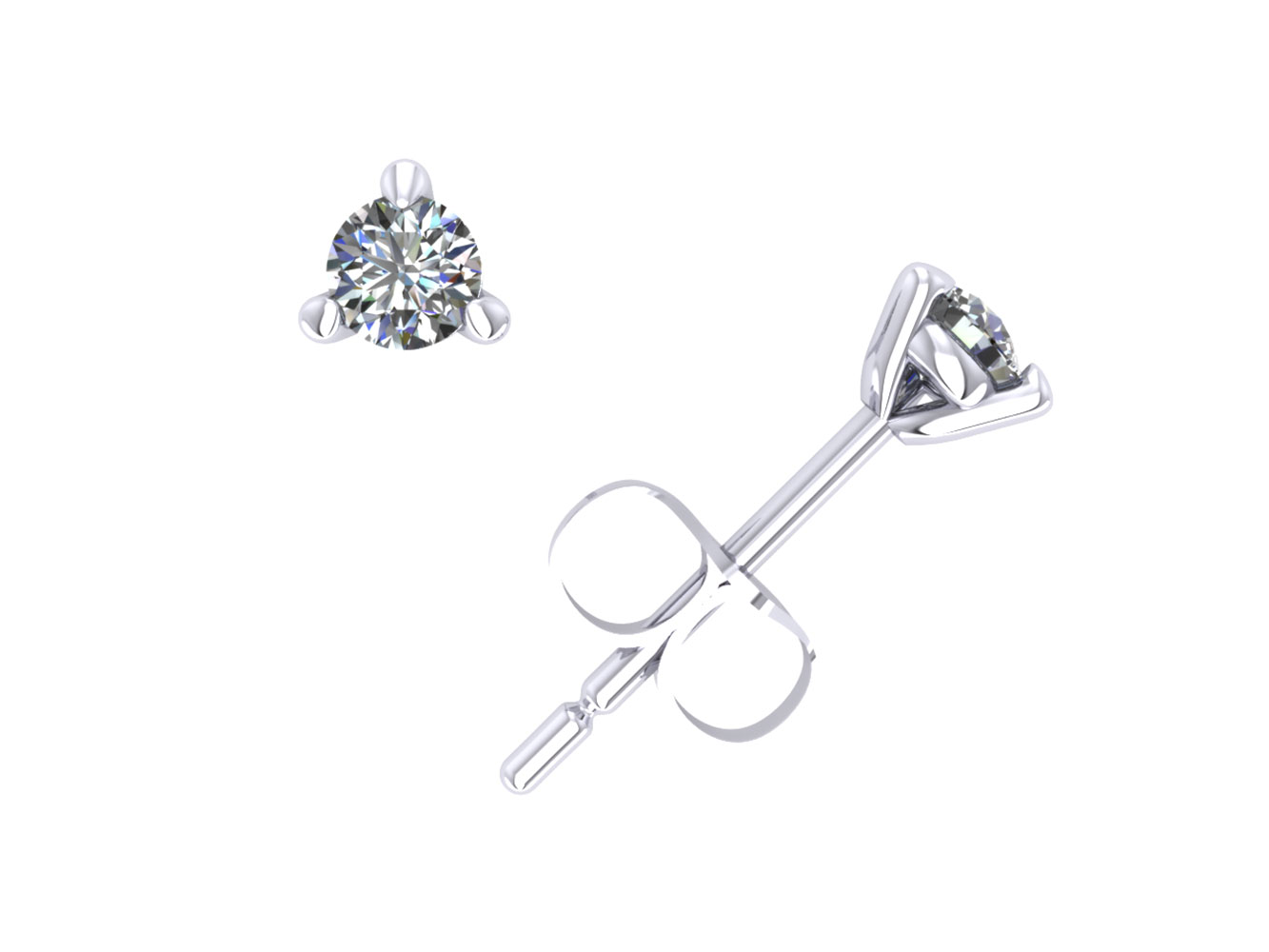 Jewel We Sell 0.15Ct Round Diamond Martini Stud Earrings 14k White or Yellow Gold 3Prong Setting G SI1