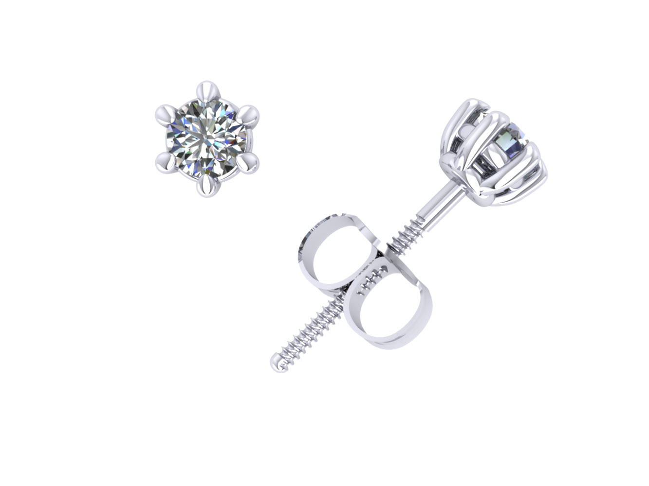 Jewel We Sell 0.25Ct Round Diamond Basket Stud Earrings 14k White or Yellow Gold Prong Setting H SI2