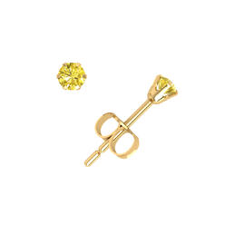Jewel We Sell 0.10Ct Round Cut Yellow Diamond Solitaire Stud Earrings 14k White or Yellow Gold 6Prong I1