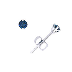 Jewel We Sell Genuine 0.10Carat Round Cut Blue Diamond Stud Earrings 14k White or Yellow Gold Prong Set I2