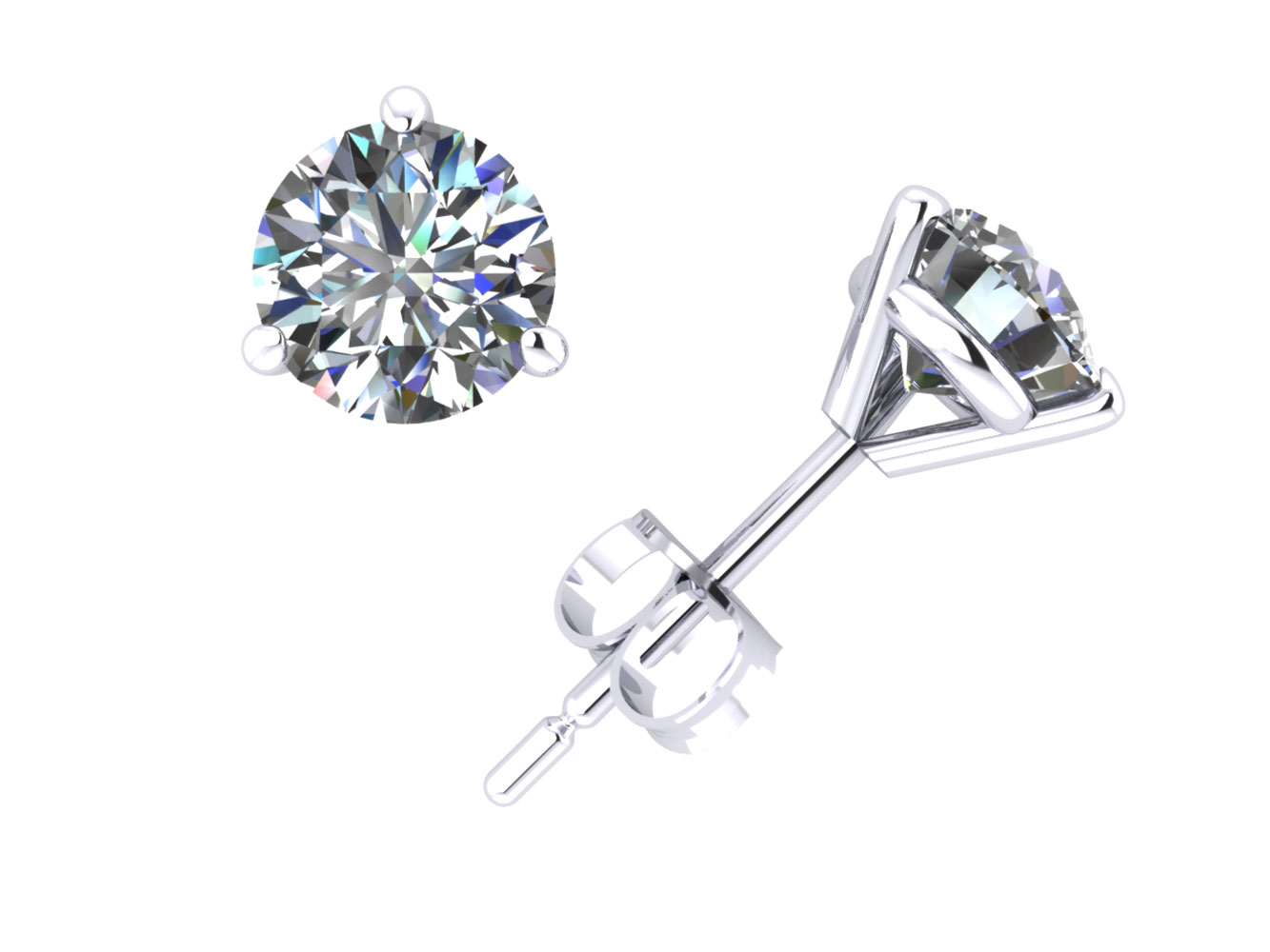 Jewel We Sell 0.50Carat Round Cut Diamond Martini Solitaire Stud Earrings 14k White or Yellow Gold Prong K I2