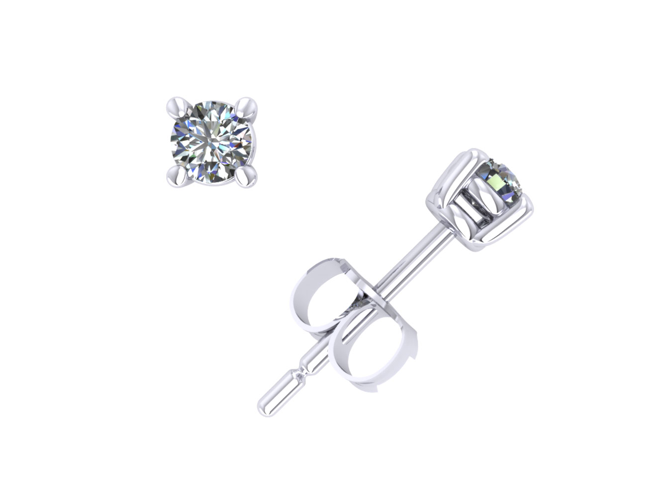 Jewel We Sell 1/4Ct Round Diamond Basket Solitaire Stud Earrings 10k White or Yellow Gold Prong E VS1