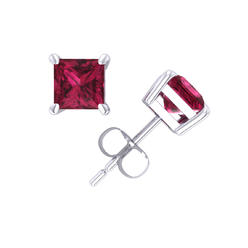 Jewel We Sell 2.0Ct Princess Pink Sapphire Stud Earrings 18k White or Yellow Gold Prong Push Back AAA Quality
