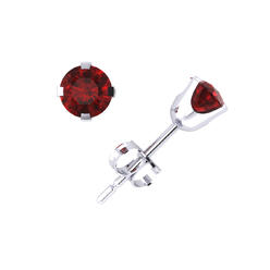 Jewel We Sell Natural 0.50Ct Round Ruby Solitaire Stud Earrings 14k White or Yellow Gold Prong Push Back Commercial Quality