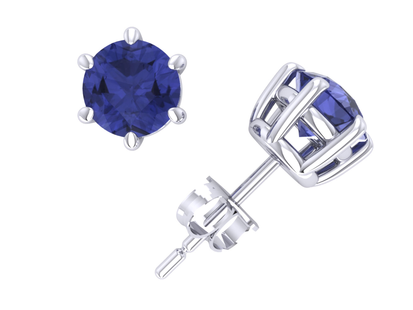 Jewel We Sell Real 1.50Ct Round Cut Tanzanite Basket Stud Earrings 14k White or Yellow Gold Prong Push Back AA Quality