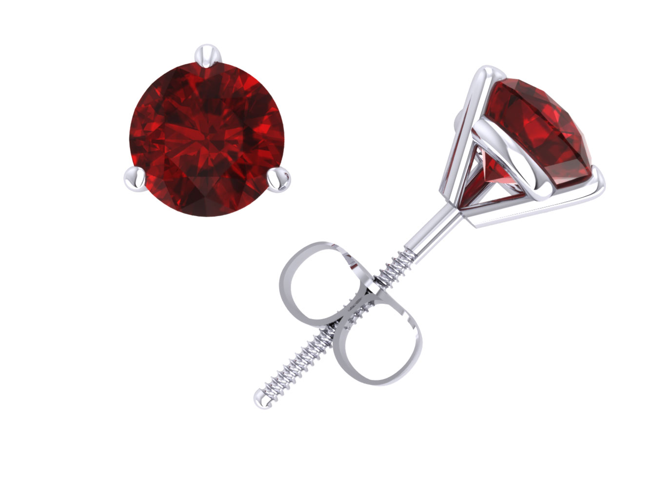 Jewel We Sell Genuine 1.00Ct Round Ruby Martini Stud Earrings 14k White or Yellow Gold Prong ScrewBack Commercial Quality